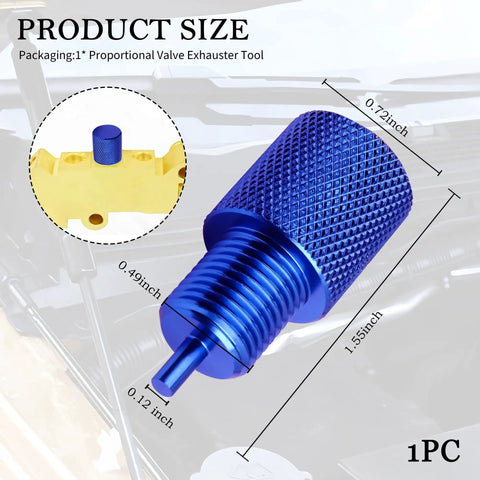 Heavy Duty Adjustable Proportioning Valve Bleeder Tool Rock Solid Aluminum Brake Bleeder Kit showing 1.55 inch size and blue finish.