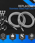 Rugged Stainless Steel Fuel Line Kit With Flexible Braided Lines For 2004-2010 Chevy Silverado and GMC Sierra shown with accessories