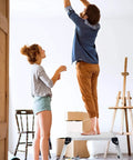 Couple using Heavy Duty Aluminum Work Platform Ladder, Foldable 30 x 12 x 20 Inch Platform, 330 Lb Capacity, for home tasks.