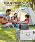 Go-To 192Wh Portable Power Station with AC Outlet and 100W Continuous Power 200W Surge LiFePO4 Battery beside camping family