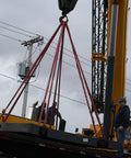 Yellow Endless Two Foot Polyester Round Sling For Heavy Duty Rigging, 8400 Lb Vertical Capacity in use on construction site