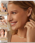 Hypoallergenic Flat Back Stud Earrings Set 21 Pairs Of Stainless Steel Earrings For Women Nickel Free And Lead Free Rust Proof And Tarnish Resistant Vacuum Plated Finish For Comfort, worn in ear