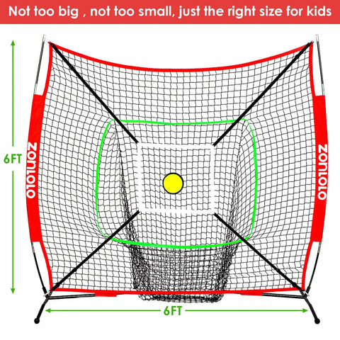 Portable Baseball And Softball Net 6x6ft With Sturdy Bow Frame And Carry Bag For Hitting And Pitching Circular Target And Strike Zone For Accurate Practice Great For Kids