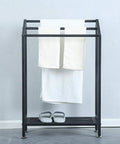 Industrial Indoor Outdoor Free Standing Towel Rack With Shelf, Dope 3 Tier Metal Towel Stand In Black Finish, 24 W x 11.8 D x 36 H