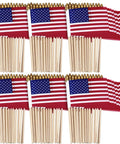 50 Pack 8x12 Inch American Flags On Sticks With Solid Wooden Poles And Safety Spear Tips Great For 4th Of July Parades Veterans Day Parties And Patriotic Decor
