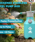 Half Gallon Garden Hand Pump Sprayer With 360 Degree Spray Rod Adjustable Nozzle shown in use watering flowers