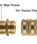 3/4 Inch Brass Garden Hose Adapters Set, 4 Pack With Double Male And Double Female Couplers, Includes Male To Male And Female