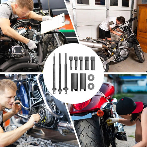 Grab This Rad 12 Piece Bearing Puller Kit For Smooth Motorcycle Bearing Extraction Without Hitting It With A Hammer Or Damaging Inner Parts Ever While Handling Tight Spots Like A Boss Saving You Cash On Labor Bills Fix It Fast. 12-piece steel motorcycle bearing puller kit for wheel hub and engine repair