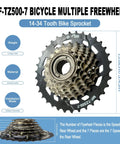 7 Speed Bicycle Freewheel 14 To 34T Replacement Part For Multispeed Bikes With Smooth Quiet Rotation And Easy Install