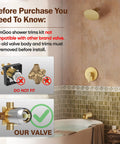 Fresh Gold Tub And Shower Faucet Fixture Set Featuring Dope Six Inch Rain Shower Head Plus Top Shelf Solid Brass Valves demonstrating valve compatibility.