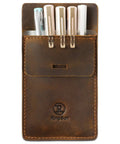 Mens Pocket Protector Full Grain Leather Heavy Duty Pen Holder For Shirts And Lab Coats Holds Six Pens Pointers And Cards