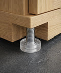 Heavy Duty Threaded Adjustable Furniture Feet Set With Round PVC And Metal Levelers on wooden furniture base
