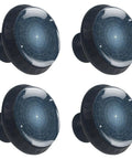 4 Pack 1.37 Inch Slick Starry Sky Round Cabinet Knobs Black Glass ABS With Stainless Steel Screws For Cabinets Drawers Cupboards And Dressers Modern Furniture Hardware Decor, top view.