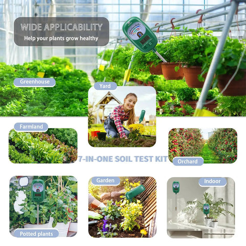 Super Handy Go To All In One Soil Test Kit With Moisture Meter PH Meter Sunlight Intensity Fertility Tester LCD Display Air And Soil Hygrometer And Temperature for greenhouse and potted plants
