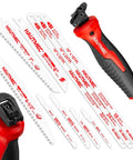 10-In-1 Hand Saw Kit With Quick-Release Blades for wood, metal, plastic, drywall, including compact hacksaw and jab saw.