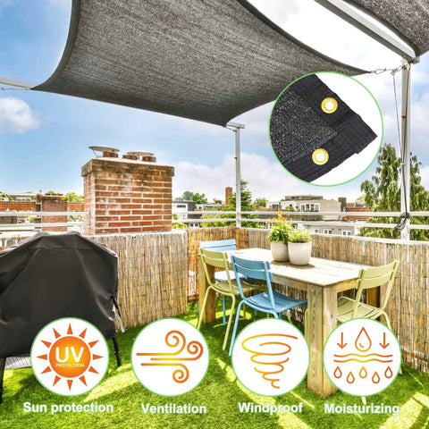 Forty Percent Shade Cloth For Backyard 20x20 Ft Black Mesh Tarp With Reinforced Grommets over patio table and chairs outdoors