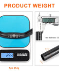 Weight measurement of 620mm Aluminum Mountain Bike Handlebar 25.4 Clamp Riser, showing 254g on scale with details of diameter and thickness.