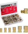 Rivet Nut Kit 200 Pcs SAE High Carbon Steel Zinc Plated Flat Head Nut Inserts Assortment With Six Sizes in storage case