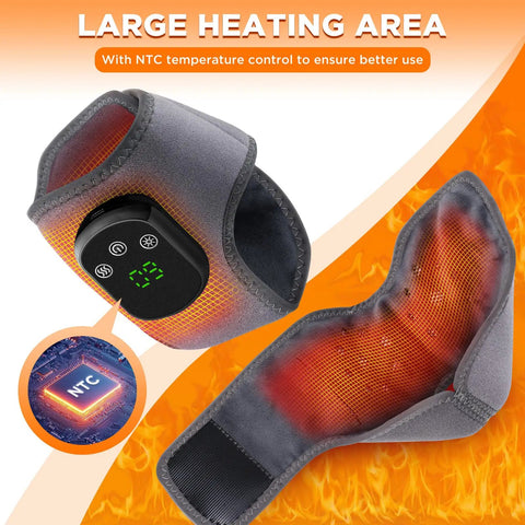 Wireless Ankle Heating Pad For Pain Relief And Neuropathy Portable Ankle Massager Wrap with digital display and heating area.