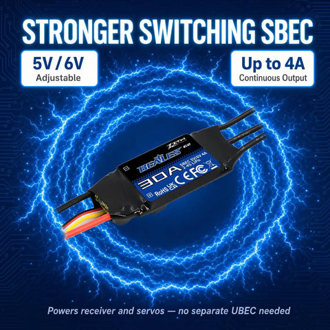 Beatles G2 30A ESC For RC Plane And Fixed Wing Aircraft with electric field graphic, BEC supply info visible