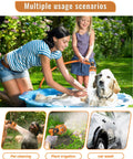Heavy Duty Garden Hose Nozzle With 10 Pattern Watering Sprays, Thumb Control in use for pet bath, plant irrigation, car wash