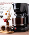 12 Cup Drip Coffee Maker With Auto Off And Reusable Filter, Borosilicate Glass Carafe, Anti Drip Water Window, Easy On Off Switch, Large Capacity Black Coffee Machine For Home Kitchen