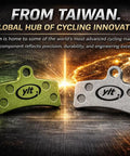 Pro Grade Bike Disc Brake Pads For Shimano 4 Piston D02S D03S displayed with green and silver finish, Taiwan innovation