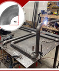 Welder attaching 15 Pcs 1-1/4 Inch Seamless Steel Pipe Fittings Handrail Elbows 90 Degree Weldable Butt Weld Schedule 40
