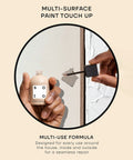 Applying White Paint Touch Up Multi Surface Satin Finish No 01 Perfect White 1.5 Oz on wall with brush