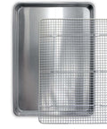 Heavy Duty Aluminum Half Sheet Pan With Stainless Steel Cooling Rack Set, 13x18 Inches, Rust And Warp Resistant, Commercial Quality Bakeware