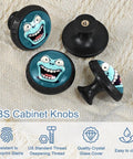 4 Pack Round Cabinet Knobs And Drawer Pulls For Kids, multicolored knobs with fun face design, easy install screws included.