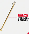 Straight Foot Dual Head Air Chuck With 12 Inch Extended Reach For Tire Pressure Gauges, brass construction, 12 3/4 overall length.