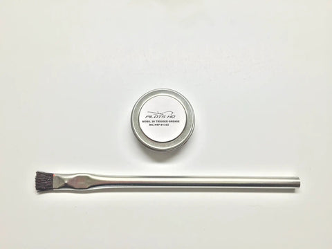 Quarter Ounce Gun Grease Kit For Triggers And Small Firearms Built For Gear Heads Mil Spec Lubricant Trusted By Trigger Manufacturers Mil G 21164D Compliant Mil Prf 81322G DOD G 2450 tin and applicator brush