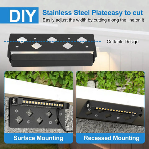 DIY stainless steel plate for 8 Pack 7 Inch LED Hardscape Lights With 270 Degree Adjustable Step And Wall Lighting
