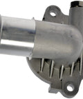 Patented Aluminum Thermostat Housing Assembly for Chrysler and Dodge, shown in robust metal design, side view