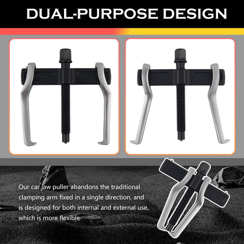 Built Tough Dual Purpose 2 Jaw Car Bearing Puller with adjustable design and non-slip feature displayed with dual-purpose design.
