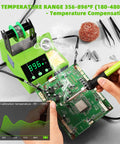 100W Digital Soldering Station Kit With 2 Helping Hands, Fast Heat, Big LED Display, Temperature Range 180 Celsius To 480 Celsius, Celsius Fahrenheit Conversion, Auto Sleep, Includes Solder Wire And Tools, Green