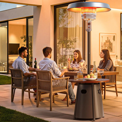 50000 BTU Outdoor Patio Heater With Round Table Design Premium 304 Stainless Steel Burner Triple Protection System Propane Heater
