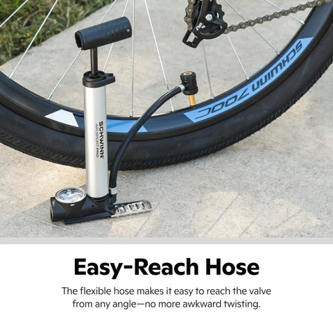 Portable Frame Pump With Dual Head For Schrader And Presta Pressure Gauge Frame Mount Attachment All Terrain Bike Pump For Mountain Cruiser And Electric Bikes On The Go Convenience Black