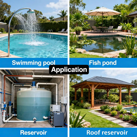 Applications for Automatic Water Level Controller With Built In Liquid Level Sensor in swimming pool, fish pond, reservoir, roof reservoir