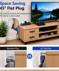Space-saving comparison of standard plug vs 45° flat plug for Heavy Duty Surge Protector Power Strip With 6 Outlets 2500J.