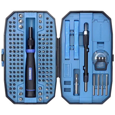 153 In 1 Magnetic Pro Grade Precision Screwdriver Set With Case for Electronics Repair includes bits and handle.