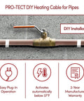 80 Foot Plug In Pipe Heating Cable Kit For Freeze Protection With Built In Thermostat 560 Watt Heat Tape on pipe