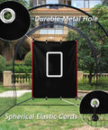 Backstop 4Ft By 6Ft Batting Cage Target Backdrop With Strike Zone featuring durable metal holes and cords, installed outdoors.