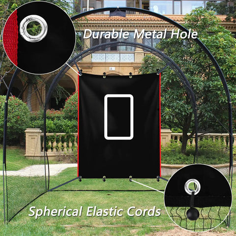 4x6 Baseball Backstop for Batting Cages and Softball Nets with PVC Strike Zone, outdoor pitching screen, metal grommets, elastic cords