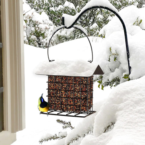 Outdoor Suet Feeder Hanging Cage Weatherproof Metal Suet Holder Squirrel Proof Bird Feeder For Wild Birds And Woodpeckers Single Suet Cage