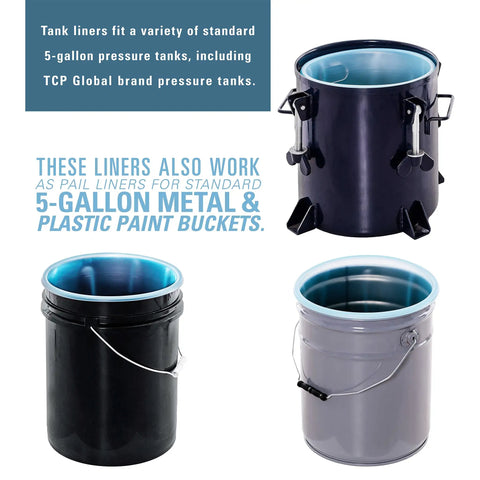 Five Gallon Paint Pressure Pot Tank Liners Pack Of 48 Disposable Liners That Fit Most 5 Gallon Tanks Including TCP Global Models
