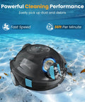 Cordless Robotic Pool Cleaner With Dual Suction And Ultra Long Battery Life submerged in pool showcasing cleaning ability