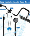All Metal Shower Head With Handheld In Matte Black Extension Arm Boss Level Rainfall System assembly guide with parts