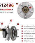 Pair Rear Wheel Bearing And Hub Assembly Replacement For 2013 2019 Ford Escape 2013 2018 Ford C Max And 2015 2019 Lincoln MKC specifications diagram
